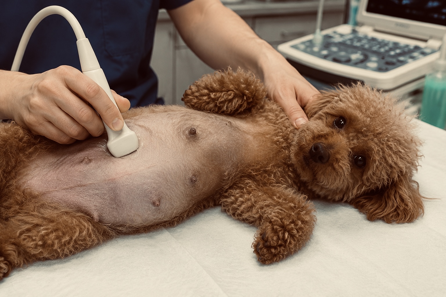 PUPPIFY Team Schweiz: Ultraschalluntersuchung der Pudel-Mutterhündin